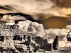 USA-Utah Infrared of Fisher Towers with large clouds Art Print